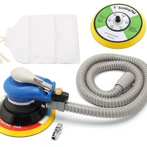 KROST 2 in 1 Powerful 125mm/150mm Pneumatic Random Orbital Sander With 1pc(5″) & 1pc(6″) Hook & Look Backup Pad.