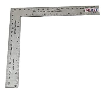 KROST Right Angle Ruler Stainless Steel,90 Degree Angle Metric Ruler Measurement Tool. (12")