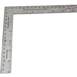 KROST Right Angle Ruler Stainless Steel,90 Degree Angle Metric Ruler Measurement Tool. (10")