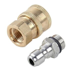 KROST Quick Connector Coupler Set Adapter for Pressure Washer Gun 1/4 Steel and 1/4 Brass QD Quick Release Type (Coupler Set)
