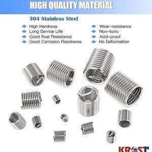 KROST 150pcs SS Wire Thread Insert Metric M3 M4 M5 M6 M8 M10 M12 Helicoil Thread Repair Kit, elicoil Thread Repair Insert Assortment (150pcs)