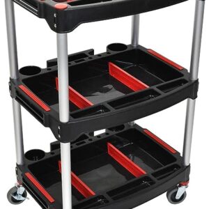 KROST 3 Shelf Mechanics Tool Storage Cart, Organizer for Garage DIY Home Projects – Extra Storage Shelving for Mechanics & Detailers During Repairs Car
