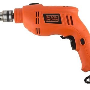 BLACK+DECKER KR5010V 550W 10mm 2800 RPM Corded Variable Speed Hammer Drill Driver Machine For Home & DIY Use for drilling into masonry, steel and wood, 1 Year Warranty, ORANGE & BLACK
