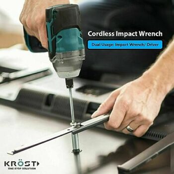 KROST 21 volts Cordless Impact Wrench & Screwdriver Machine, 1/2'' Cordless Hex Impact Driver Set (35.6 L x 27.9 W x 10.2 H), Black