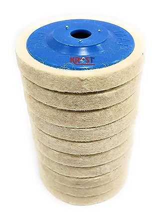 KROST Wool Felt Buffing Pad Wheel Disc for Polishing Stainless steel,Metal,Marble, Glass, Ceramic, 4 inch Angle Grinder Abrasive Rotary tool accessory - white, 100 x 16mm x 16mm dia. (10) - Image 2