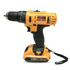 KROST MAF PRO 20V, 10mm XR Li ion Cordless Hammer Drill Driver with 2x4.0 Ah Batteries + 25 Pieces Accessory Kit, Hammer Drill Machine