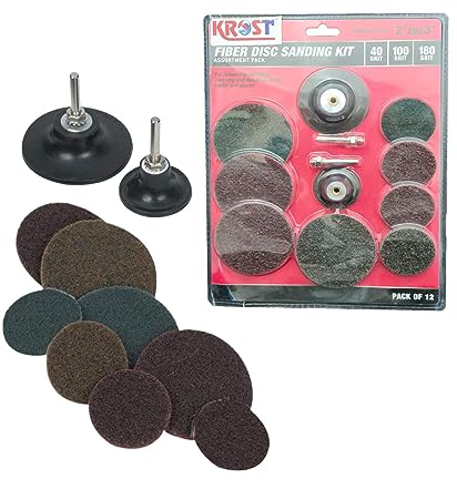 KROST Fibre Disc 2"/3" Sanding Kit 40/100/180 Grit For Die Grinder And Drill Machine (Pack Of 12pcs) - Image 4