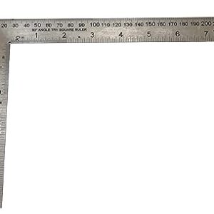 KROST Right Angle Ruler Stainless Steel,90 Degree Angle Metric Ruler Measurement Tool. (8″)