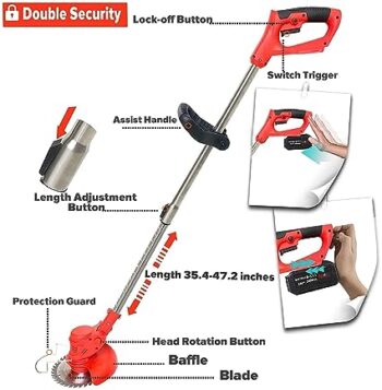 KROST Cordless Brush Cutter, Extendable Rod Grass Trimmer, Lawn Mower, Rice/Wheat Cutter, Hedge Trimmer