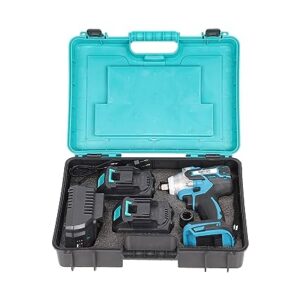 KROST 21 volts Cordless Impact Wrench & Screwdriver Machine, 1/2” Cordless Hex Impact Driver Set (35.6 L x 27.9 W x 10.2 H), Black