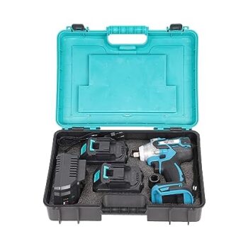 KROST 21 volts Cordless Impact Wrench & Screwdriver Machine, 1/2'' Cordless Hex Impact Driver Set (35.6 L x 27.9 W x 10.2 H), Black