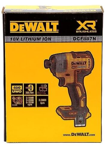 DEWALT DCF887N-XJ 18V 6.5mm 400 watts XR Li ion Reversible Cordless 3 Speed Impact Driver with Brushless Motor (Bare Tool)