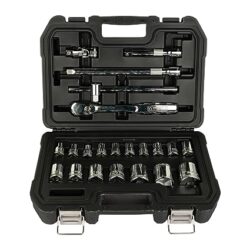 KROST Metal Allen Socket Set, Hex Bit with 1/4 and 1/2 Inch Ratchet Handle (Red, 18 Piece)