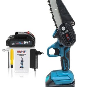 KROST 36V Mini Cordless Chainsaw, Cordless Portable Chainsaw, Pruning Shears Chainsaw for Tree Branch Wood Cutting (4" Cordless Chainsaw)
