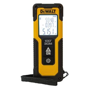 DEWALT DWHT77100 30M Cordless Laser Distance Measurer with 2xAAA Battery for Distance Area and Volume Measurement with Colour Screen for Home, DIY & Professional Use,
