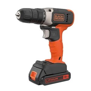 Black + Decker BCD001C1-QW 18V 10 millimeters Cordless Speed Drill Machine Driver with 1x1.5Ah Li-ion Battery | 30 L x 15 W x 20 H | Orange