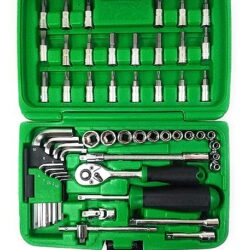 KROST Metal Allen Socket Set, Hex Bit with 1/4 and 1/2 Inch Ratchet Handle (Red, 18 Piece)
