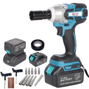 KROST 21V 2 in 1 Cordless Impact Wrench & Screwdriver Machine, 1/2” Cordless Hex Impact Driver Set. (21V Impact Wench Kit)
