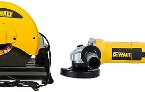DEWALT D28730 2300W 355mm 14-inch Heavy Duty Chop Saw with STANLEY SG6100 620W 100mm SLIM Small Angle Grinder