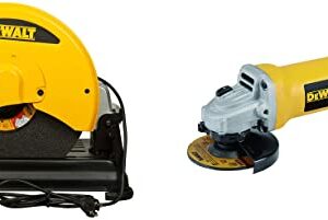 DEWALT D28730 2300W 355mm 14-inch Heavy Duty Chop Saw with DEWALT DW810 750W 4-inch 100mm Heavy Duty Small Angle Grinder (New Model)