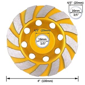 KROST 4 inch Diamond Cup Grinding Wheel, 12-Segments Heavy Duty Turbo Row Grinding disc for Angle Grinder Polishing and Cleaning Concrete Granite Marble Stone Rock Cement (1)