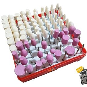 Krost™ 100pcs All in 1 Multifunctional Wool Felt/Pink Mounted Stone/Diamond Coated Mandrel Mounted Grinding Polishing Accessories Attachment Set -1/8 Inch Shank.