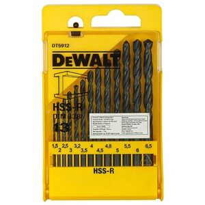 DEWALT DT5912-QZ HSS 1.5mm/2mm/2.5mm/3mm/3.2mm/3.5mm/4mm/4.5mm/4.8mm/5mm/5.5mm/6mm/6.5mm Metal Drill Machine Bit Set (Pack of 13)