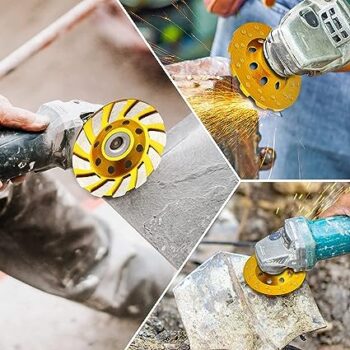 KROST 4 inch Diamond Cup Grinding Wheel, 12-Segments Heavy Duty Turbo Row Grinding disc for Angle Grinder Polishing and Cleaning Concrete Granite Marble Stone Rock Cement (1)