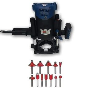 KROST Router Machine with LED Light and Router Bit Set, 8-12 mm, Black