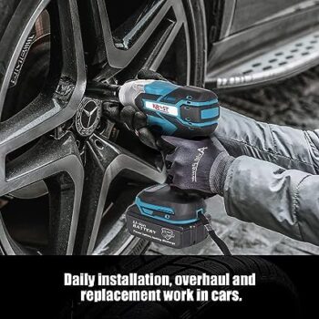 KROST 21 volts Cordless Impact Wrench & Screwdriver Machine, 1/2'' Cordless Hex Impact Driver Set (35.6 L x 27.9 W x 10.2 H), Black