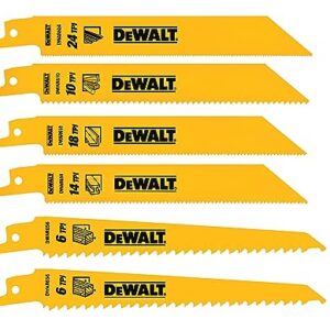DEWALT DW4856 Metal/Woodcutting Reciprocating Saw Blade Set, 6-Piece