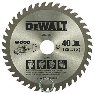 DEWALT DW03540 125mm 40T TCT Circular Saw Blade for cutting MDFPlywood and Laminated Wood