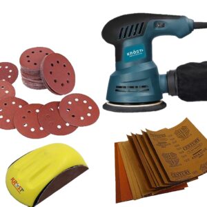 KROST Complete Sanding Kit with Random Orbital Sander, Watt 350, 125mm, 12000RPM.