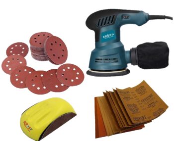 KROST Complete Sanding Kit with Random Orbital Sander, Watt 350, 125mm, 12000RPM.