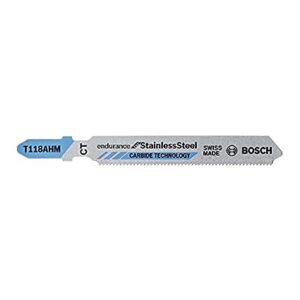 Bosch Professional Jigsaw Blades T 118 Ahm, Blade Length 83Mm, With Tungsten Carbide Tipped, Suitable For Thin Stainless Steel Sheets (Inox) (1.5-3 Mm), Pack Of 3