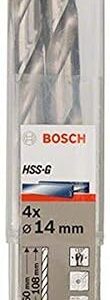 Bosch Professional Metal Drill Bits, HSS-G With Diameter 14mm, Reduced Shank, Working Length 108mm, Total Length – 160mm, Pack Of 4