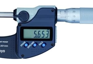 Mitutoyo 293-240-30 Coolant Proof LCD Micrometer, Ratchet Stop, 0-25mm Range, 0.001mm Graduation, -0.001mm Accuracy, Without SPC