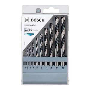 Bosch Professional 10 Pc Metal Drill Bits Set, With Hss-Pointteq Bits, 1Mm-10Mm In Gradation Of 1Mm