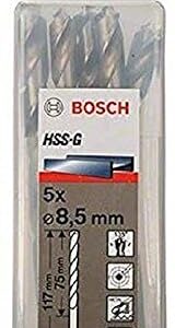 Bosch Professional Metal Drill Bits HSS-G With Diameter 8.5mm, Working Length- 75mm, Total Length- 117mm, Pack Of 5