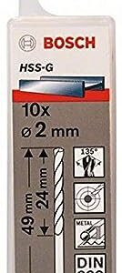Bosch Professional Metal Drill Bits, HSS-G With Diameter 2mm, Working Length-24mm, Total Length – 40mm, Pack Of 10