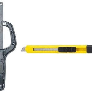 STANLEY 0-20-807 10''/254mm Mini Hacksaw (Black) (Yellow & Black) & STANLEY 10-131-S Basic Snap-off Blade Knife 9 mm