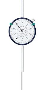 Mitutoyo 3060S-19 Dial Indicator, M2.5X0.45 Thread, 8mm Stem Dia, Lug Back, White Dial, 0-100 Reading, 78mm Dial Dia, 0-80mm Range, 0.01mm Graduation, -0.045mm Accuracy