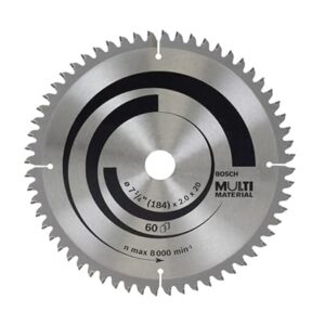Bosch Professional Circular Saw Blade For Multimaterial 7'' / 184Mm Dia, 20Mm Bore, 60 Teeth, Pack of 1