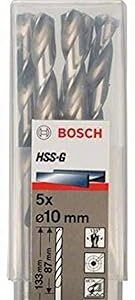 Bosch Professional Metal Drill Bits HSS-G With Diameter 10mm, Working Length- 87mm, Total Length- 133mm, Pack Of 5