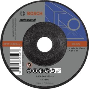 Bosch Professional Grinding Wheel, 4″ / 100mm, 6mm Thickness, Pack Of 5