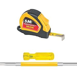 FREEMANS Ikon 5m:19mm Measuring Tape + Two in One Screw Driver 150mm