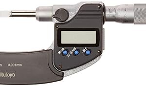 Mitutoyo 422-230 LCD Blade Micrometer, Ratchet Stop, 0-25mm Range, 0.001mm Graduation, -0.003mm Accuracy, 0.75mm Tip