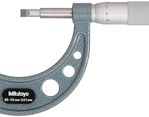 Mitutoyo 122-108 Blade Micrometer, Ratchet Stop, 175-200mm Range, 0.01mm Graduation, -0.005mm Accuracy, 0.75mm Tip
