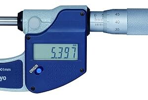 Mitutoyo 293-821-30 Digimatic LCD Micrometer, Ratchet Stop, 0-25mm Range, 0.001mm Graduation, -0.002mm Accuracy