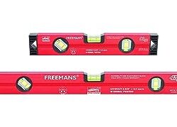 FREEMANS Box Section Aluminum Spirit Levels with Magnet, 30 and 45 cm, Red